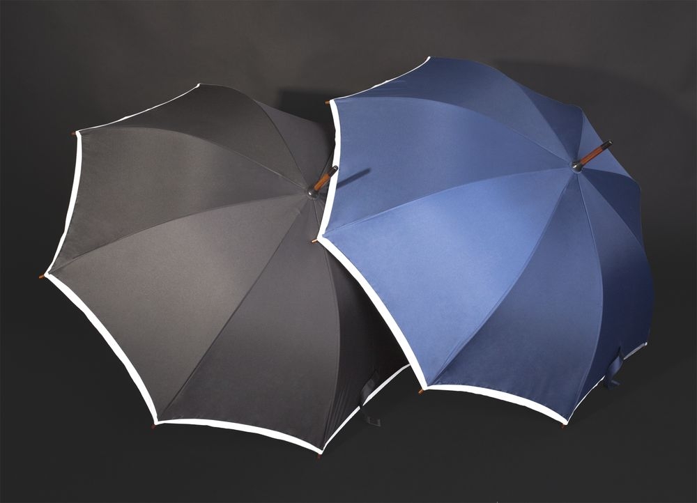 Зонт-трость светоотражающий Reflect, синий, синий, полиэстер