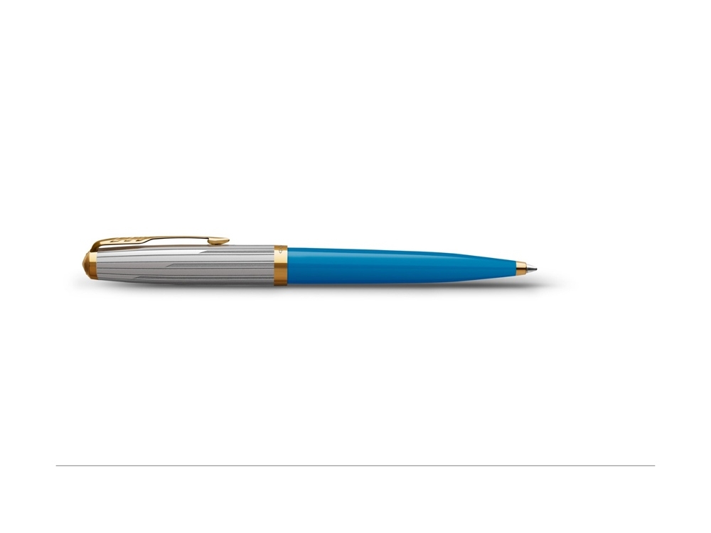 Ручка шариковая Parker 51 Premium, желтый, голубой, серебристый, металл