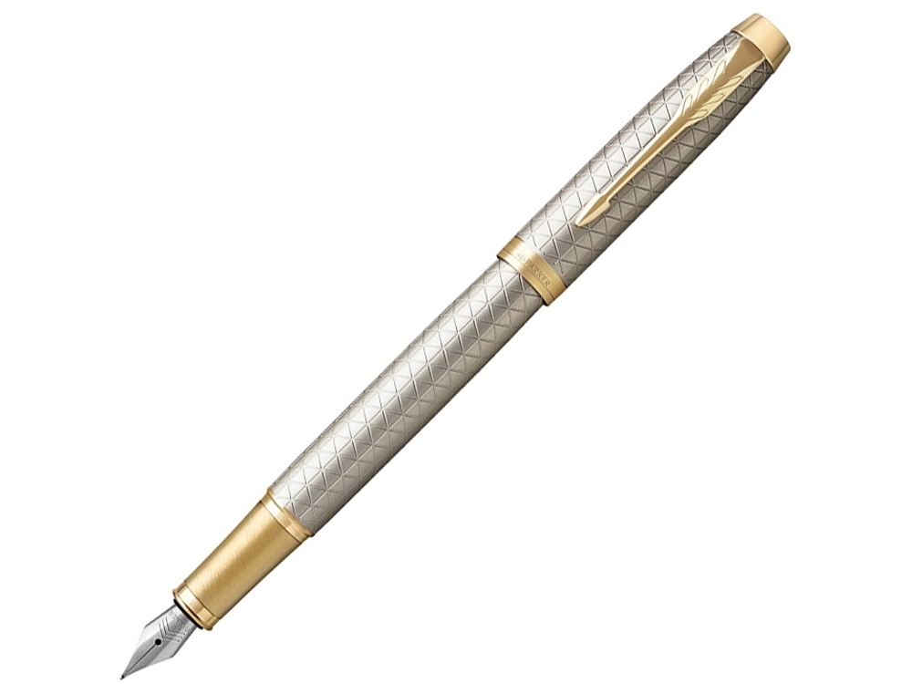 Перьевая ручка Parker IM Premium, F, серый, желтый, серебристый, металл
