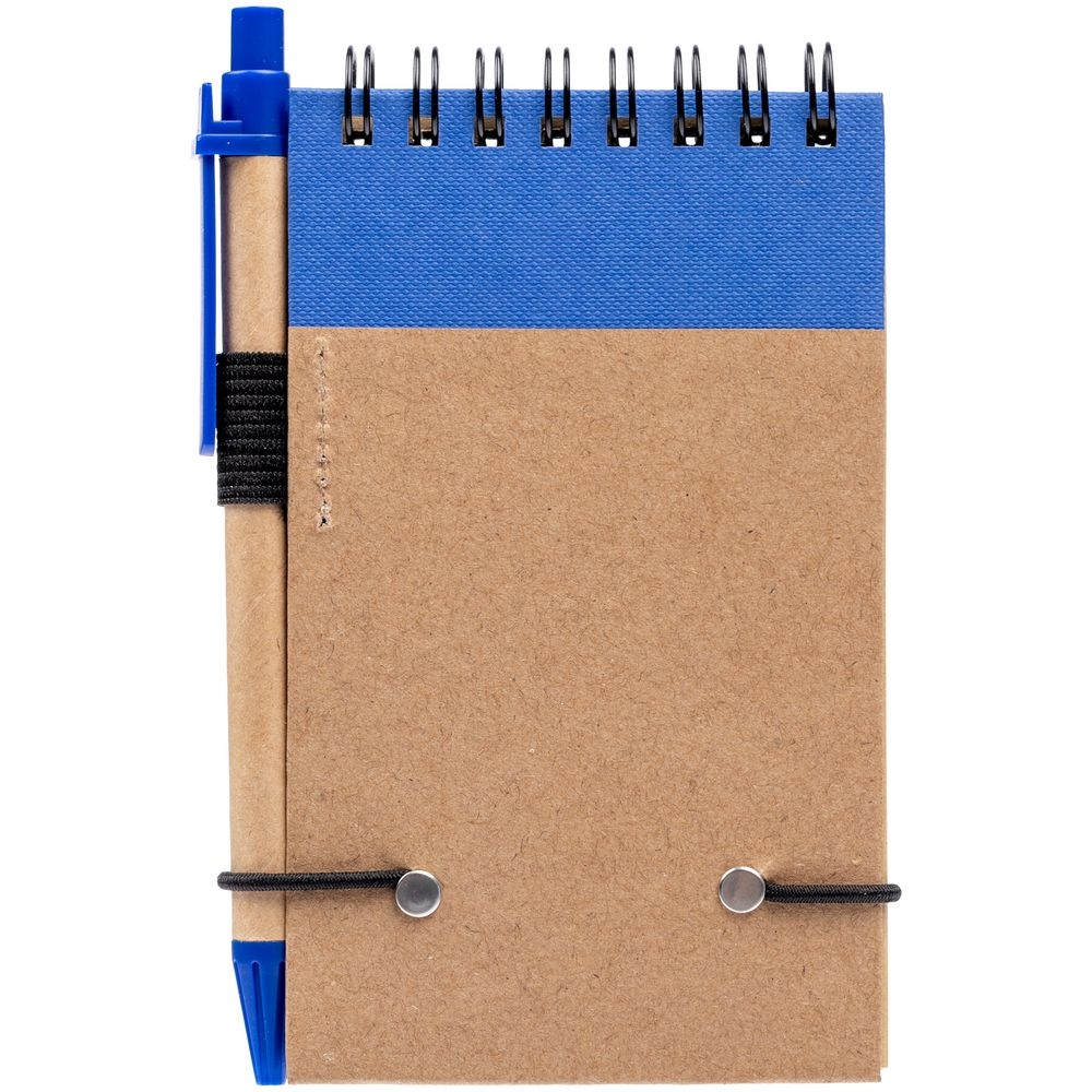 Блокнот на кольцах Eco Note с ручкой, синий, синий, пластик, картон