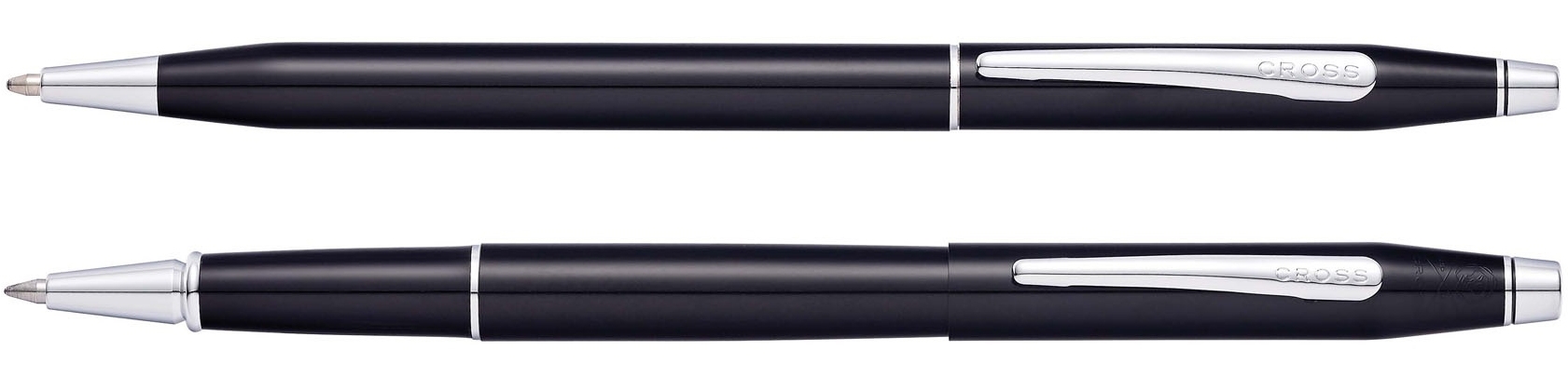 Набор Cross Classic Century Black Lacquer: шариковая ручка и ручка-роллер, цвет - черный, черный, латунь