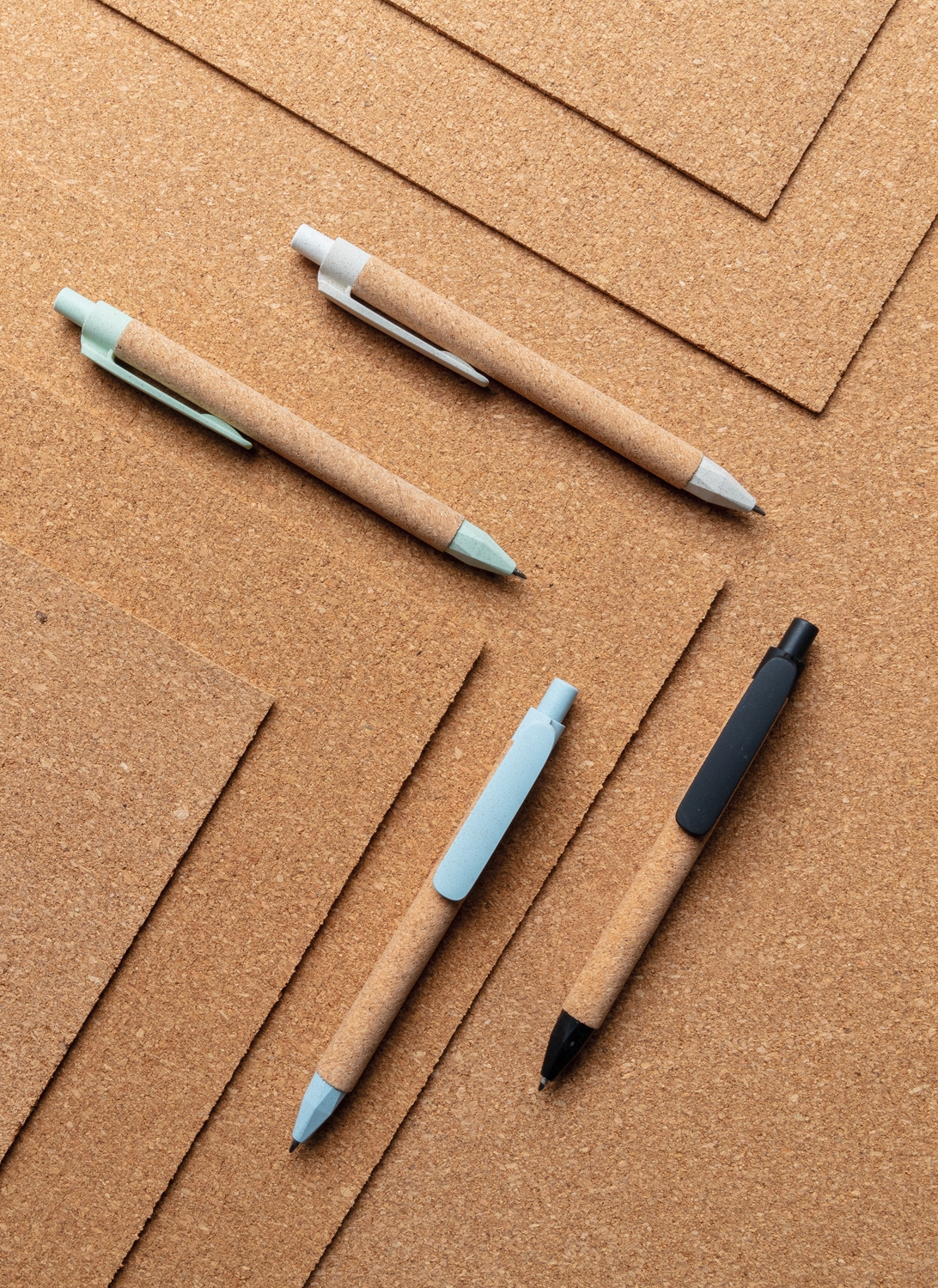 Эко-ручка Write, голубой, пробка; волокно пшеничной соломы
