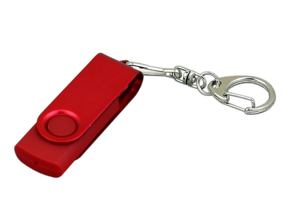 USB 2.0- флешка промо на 64 Гб с поворотным механизмом и однотонным металлическим клипом, красный, пластик, металл