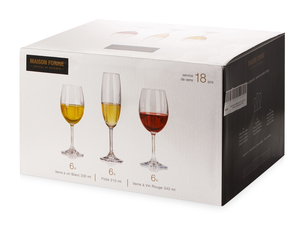 Подарочный набор бокалов для красного, белого и игристого вина «Celebration», 18 шт, прозрачный, хрусталь