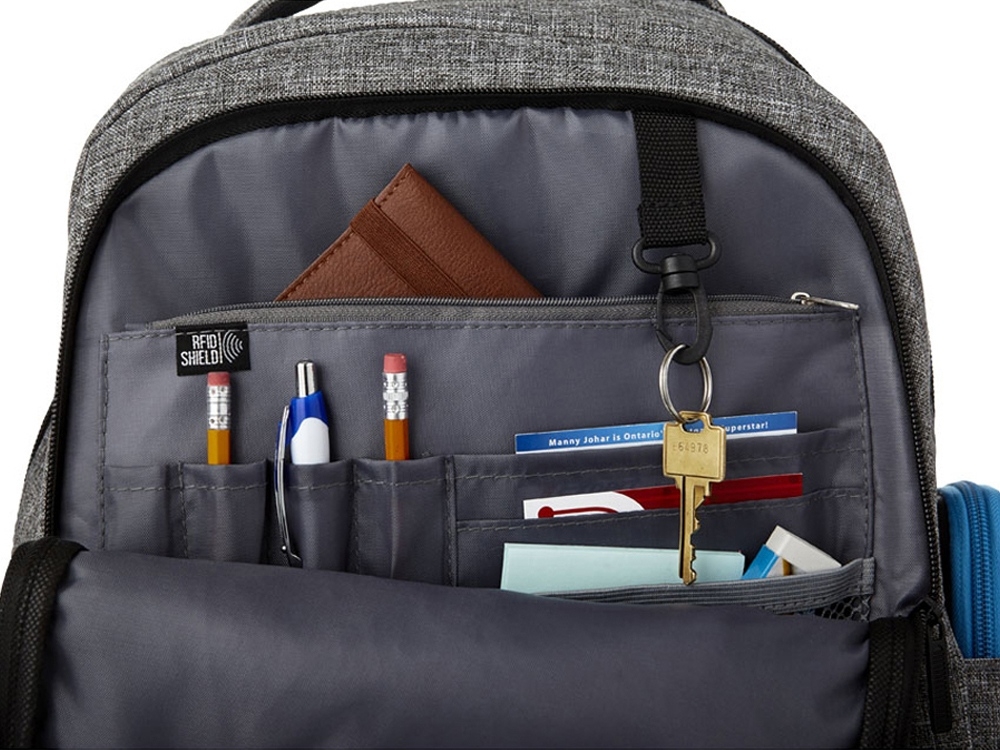Рюкзак «Vault» для ноутбука 15,6" с защитой от RFID считывания, серый, полиэстер, поливинилхлорид