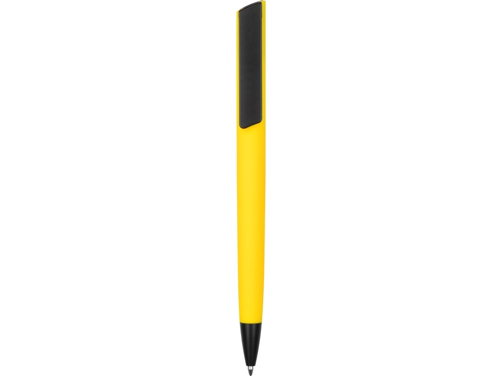 Ручка пластиковая soft-touch шариковая «Taper», черный, желтый, soft touch