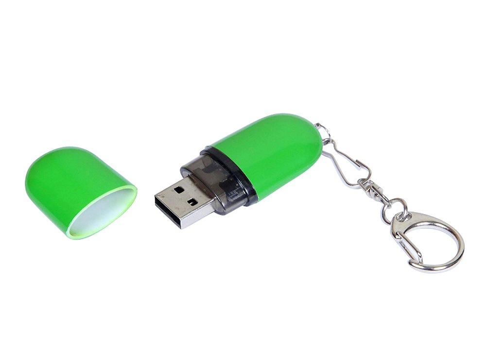 USB 2.0- флешка промо на 64 Гб каплевидной формы, зеленый, пластик