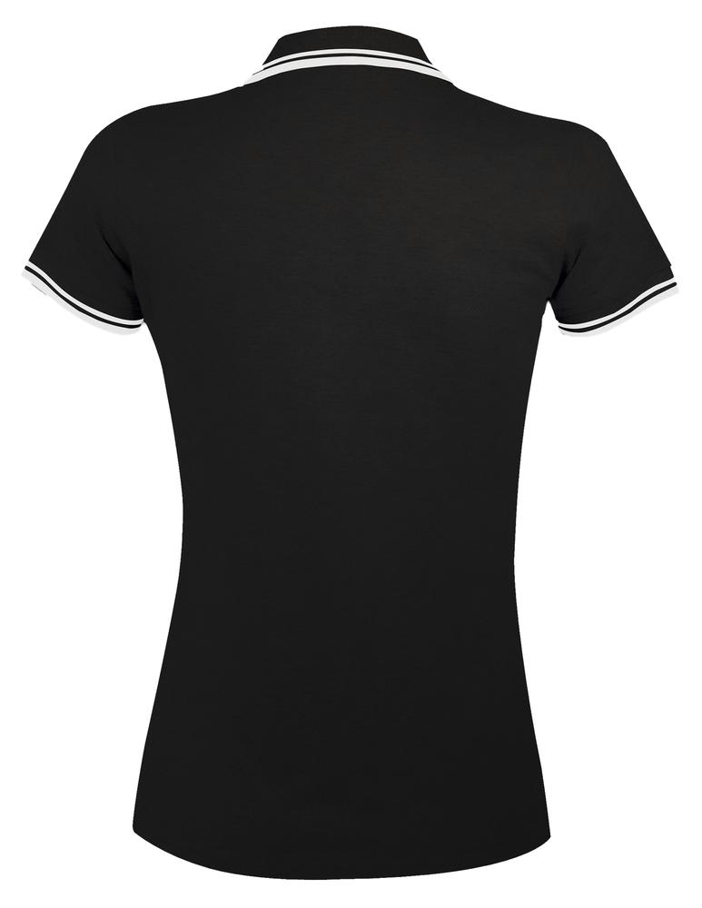 Рубашка поло женская Pasadena Women 200 с контрастной отделкой, черная с белым, черный, белый, хлопок