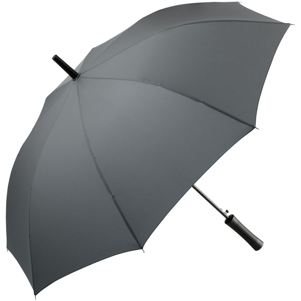 Зонт-трость Lanzer, серый, серый, оцинкованная сталь, купол - эпонж; ручка - пластик; каркас - стеклопластик