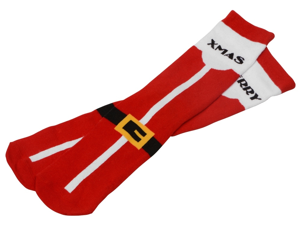 Набор носков с рождественской символикой, 2 пары, красный, полиэстер, хлопок