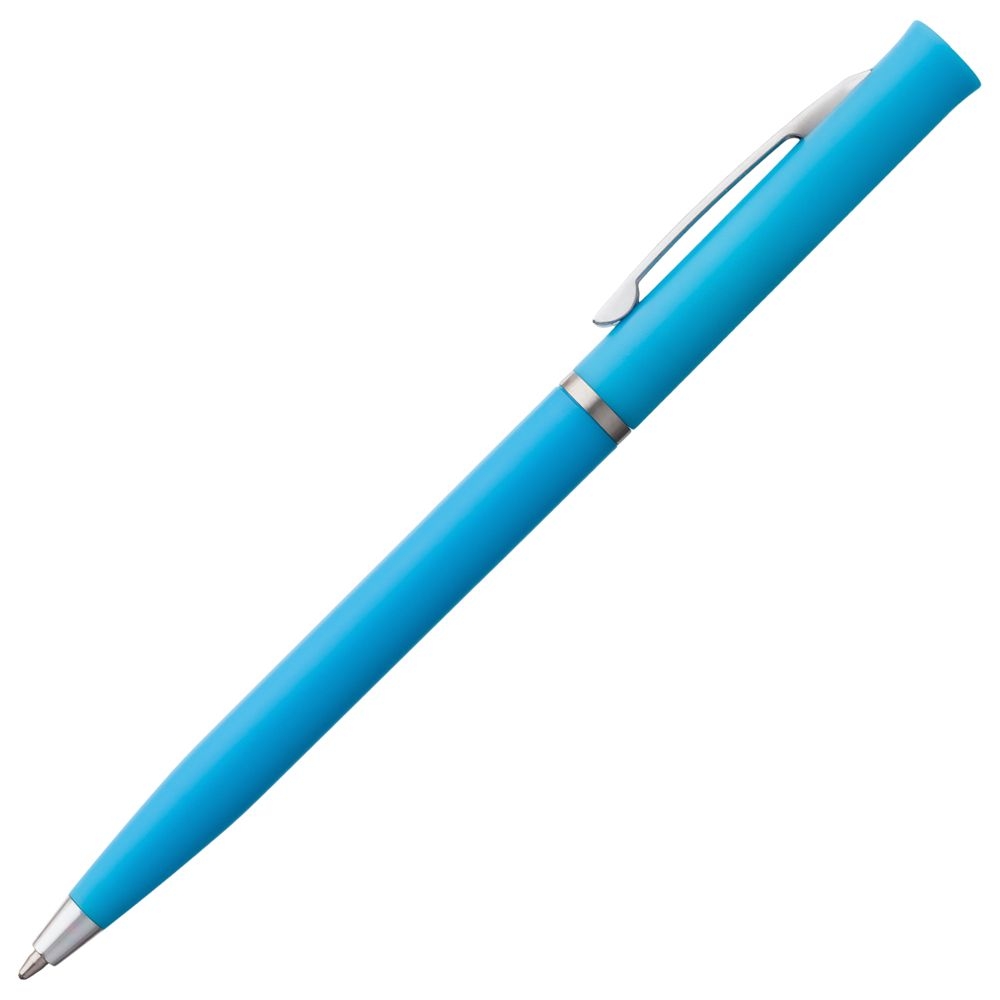 Ручка шариковая Euro Chrome, голубая, голубой, пластик; металл