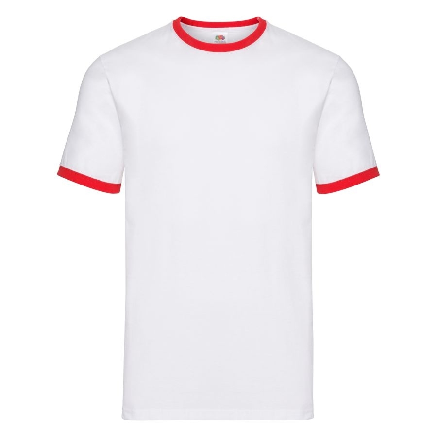 Футболка "Ringer T", белый с красным_2XL, 100% х/б, 160 г/м2, красный, белый, хлопок 100%, плотность 160 г/м2