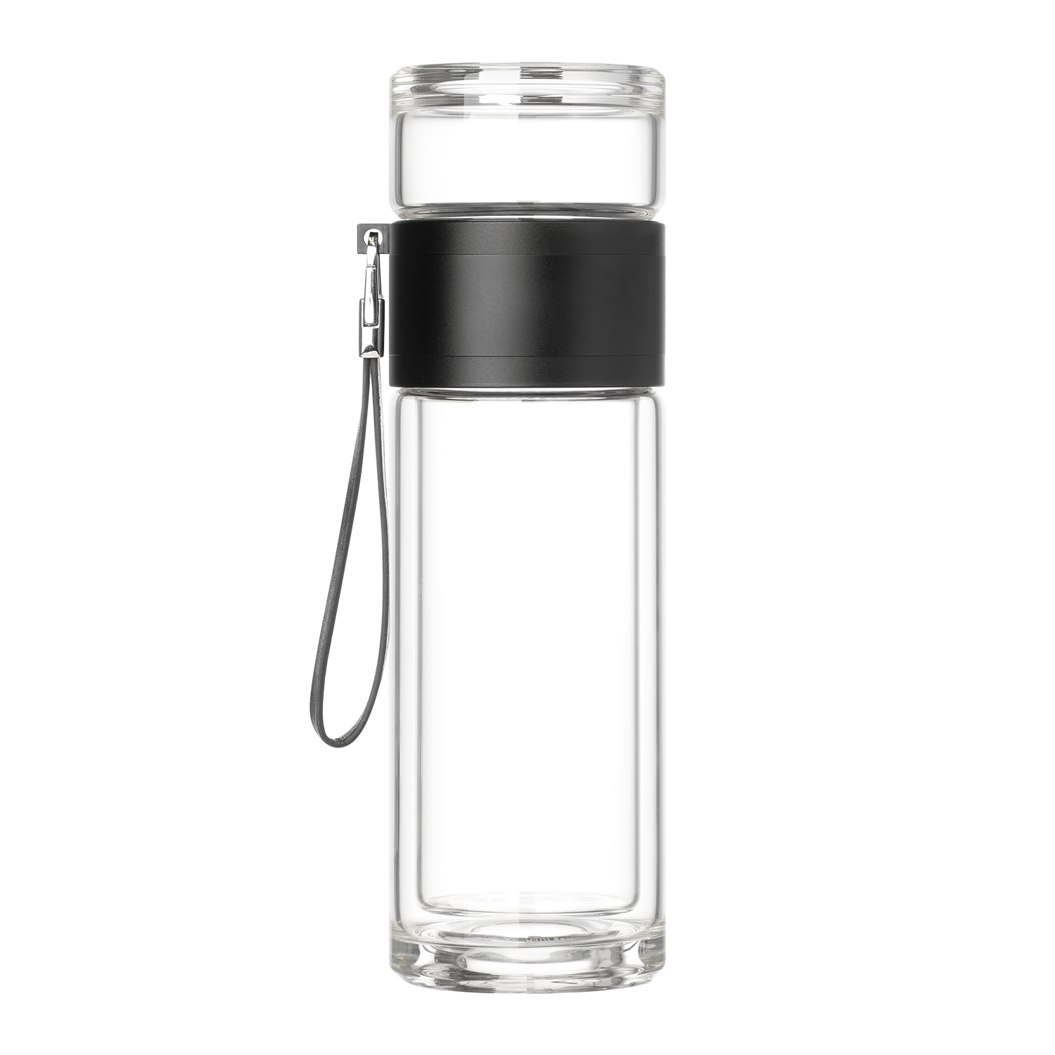 Бутылка стеклянная с двойными стенками Terso, черная, черный