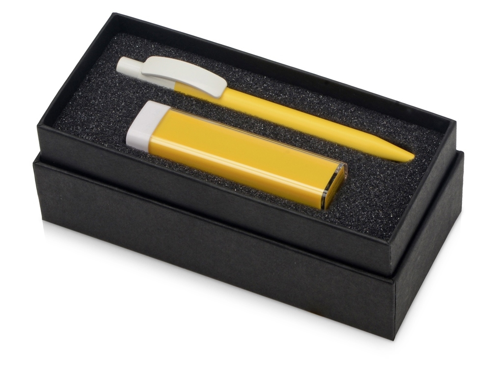 Подарочный набор White top с ручкой и зарядным устройством, желтый, пластик