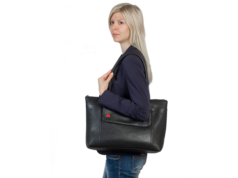 Стильная женская сумка для ноутбуков до 15.6”, черный, полиэстер, пластик