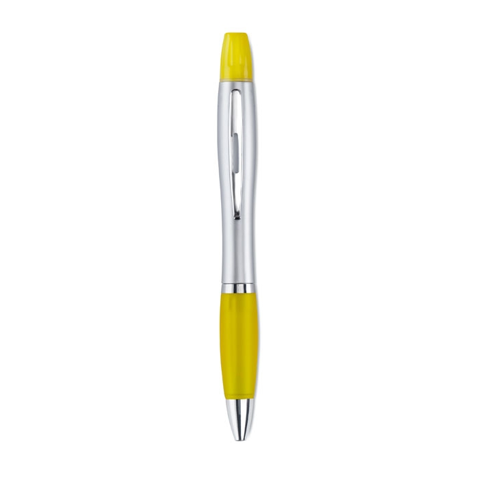 Ручка шариковая 2 в 1, желтый, пластик