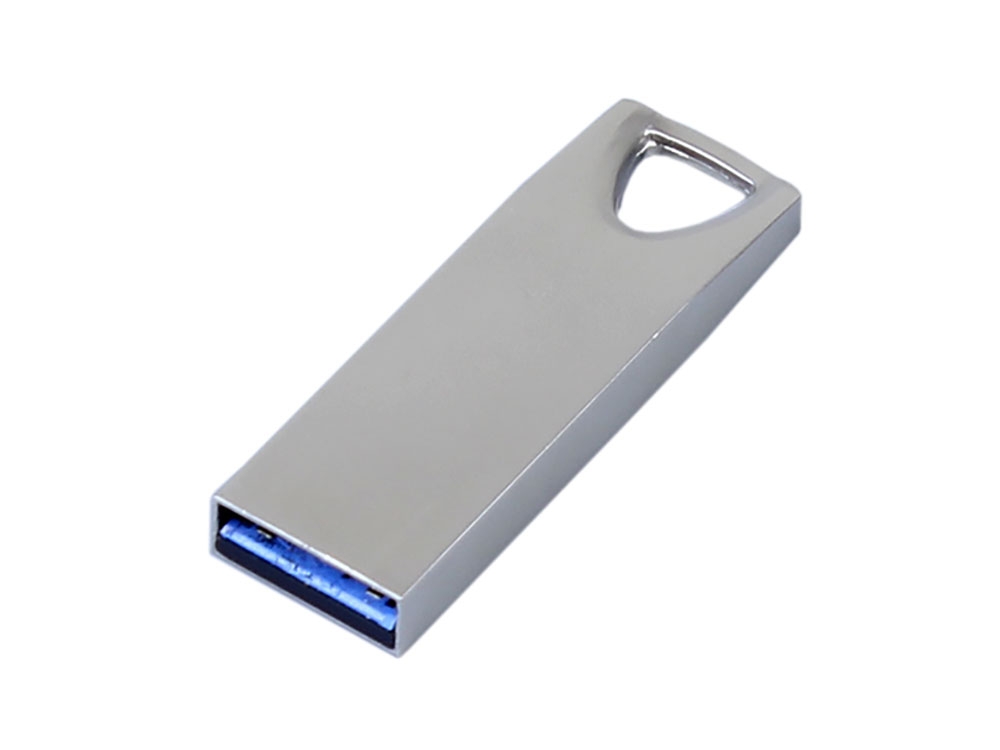 USB 3.0-флешка на 128 Гб с мини чипом и отверстием для цепочки, серебристый