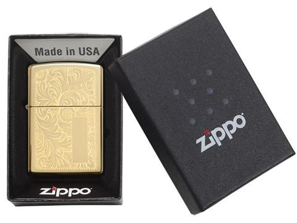 Зажигалка ZIPPO Venetian® с покрытием High Polish Brass, желтый, металл