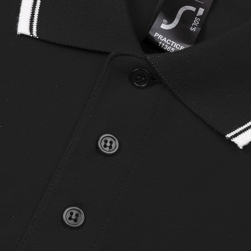 Рубашка поло мужская с контрастной отделкой Practice 270 черная, черный, хлопок