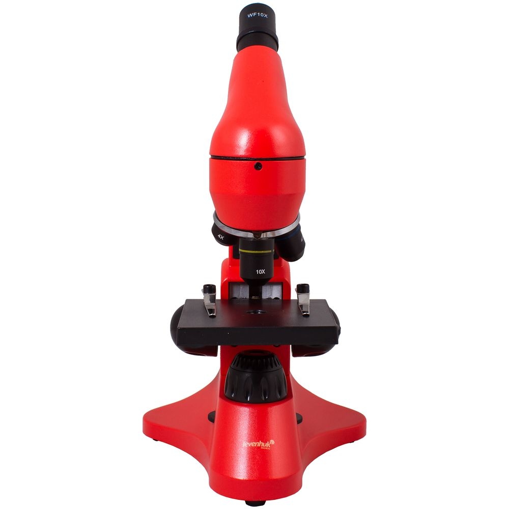 Монокулярный микроскоп Rainbow 50L с набором для опытов, красный, красный, корпус, транспортный кейс - пластик