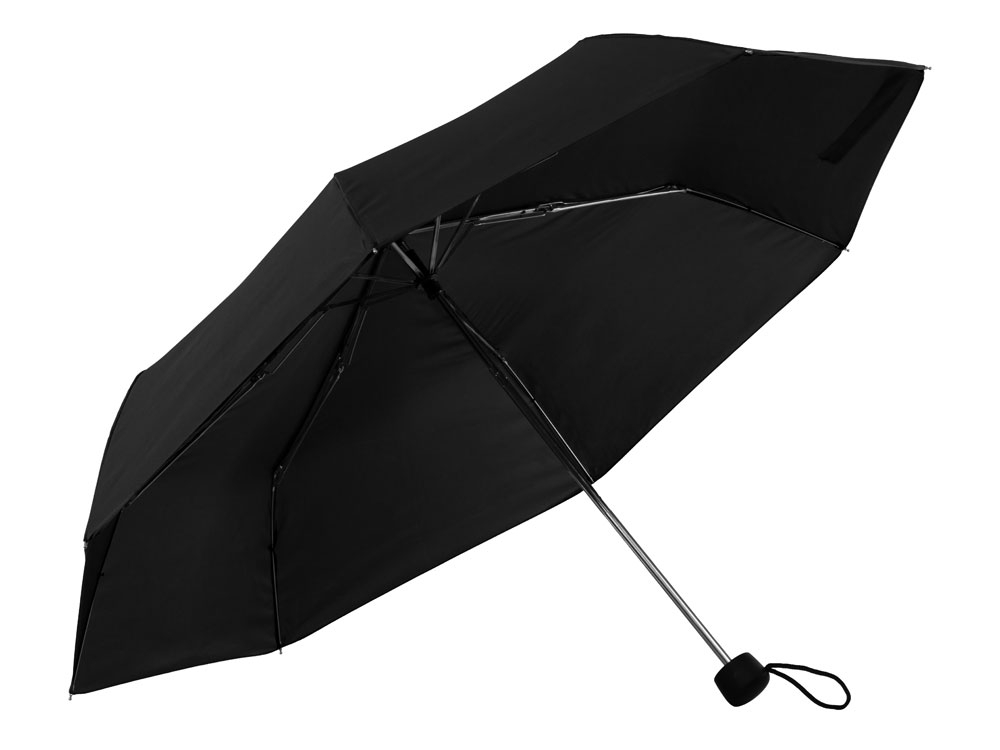 Зонт «Picau» из переработанного пластика в сумочке, черный, полиэстер, soft touch