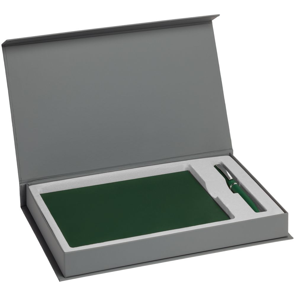Набор Shall, зеленый, зеленый, ежедневник - искусственная кожа; ручка - металл; покрытие софт-тач; коробка - картон