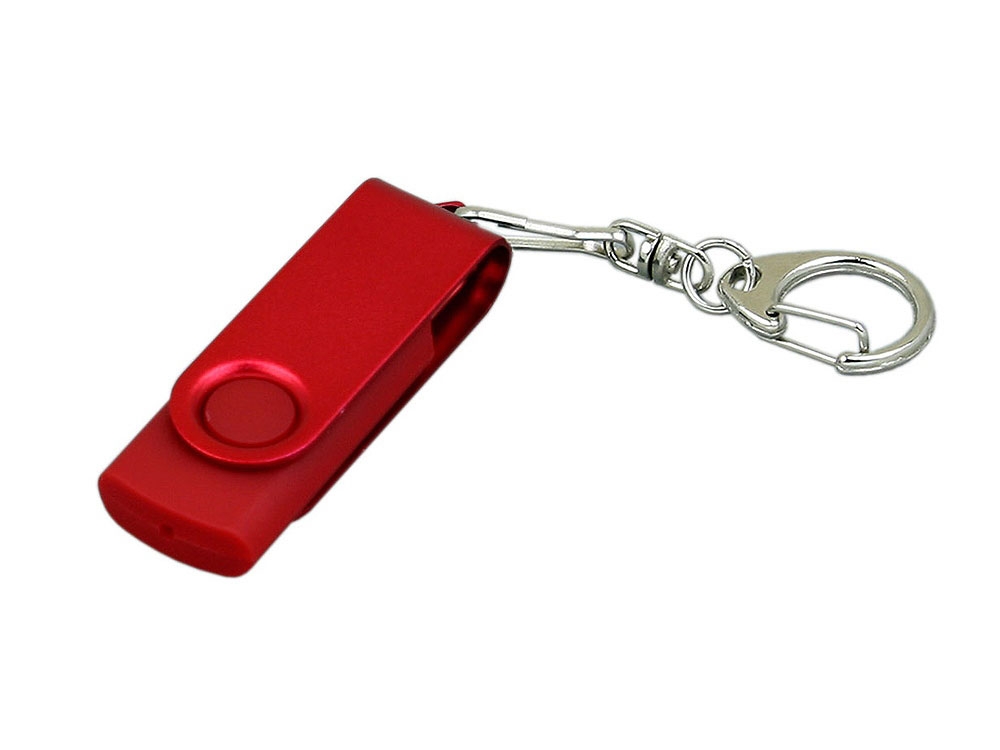 USB 3.0- флешка промо на 128 Гб с поворотным механизмом и однотонным металлическим клипом, красный, пластик