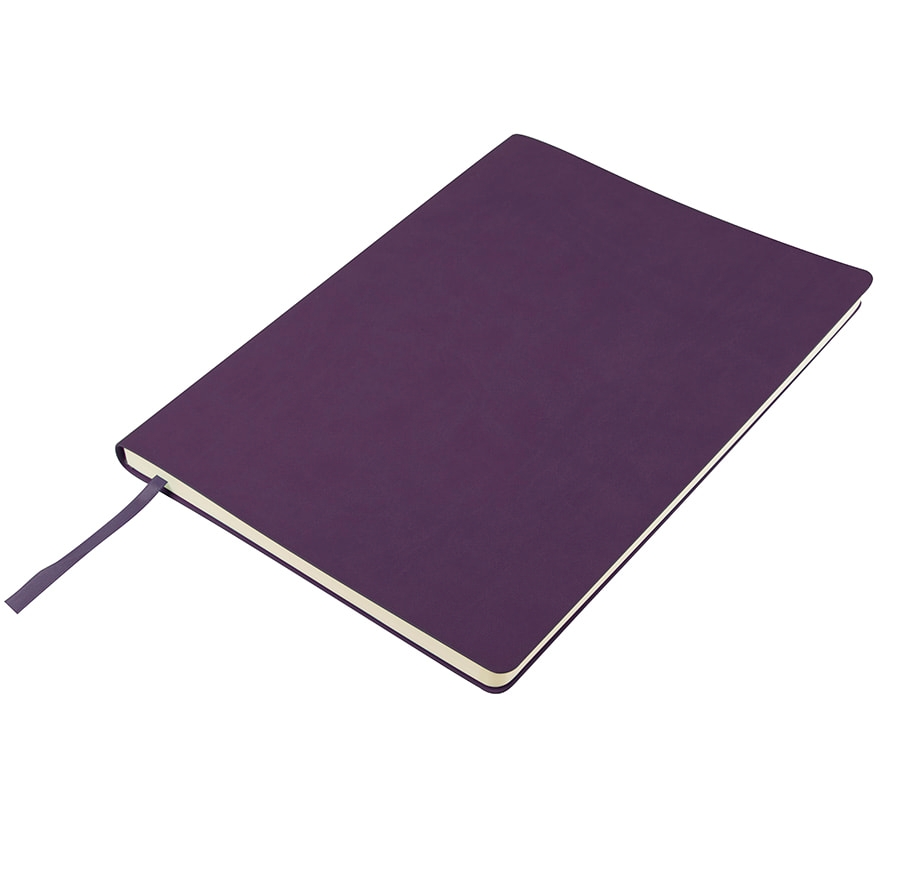 Бизнес-блокнот "Biggy", B5 формат, фиолетовый, серый форзац, мягкая обложка, в клетку, фиолетовый, pu velvet plus