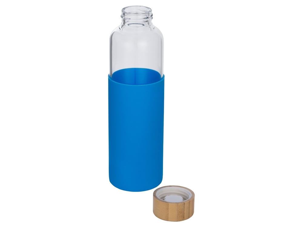 Стеклянная бутылка для воды в силиконовом чехле «Refine», голубой, прозрачный