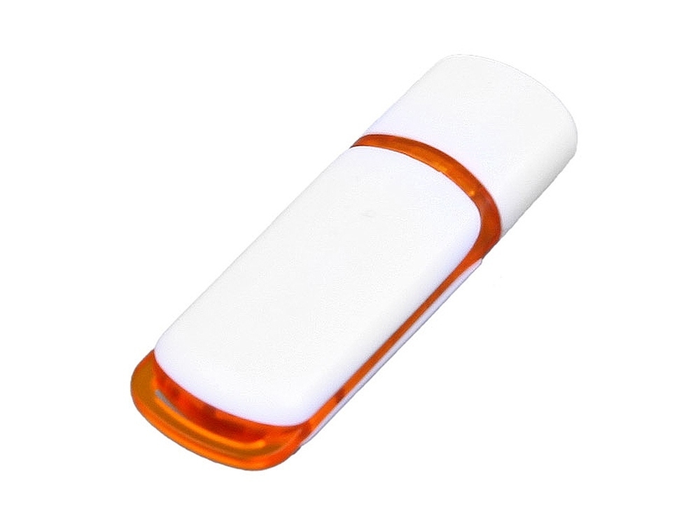 USB 3.0- флешка на 32 Гб с цветными вставками, белый, оранжевый, пластик