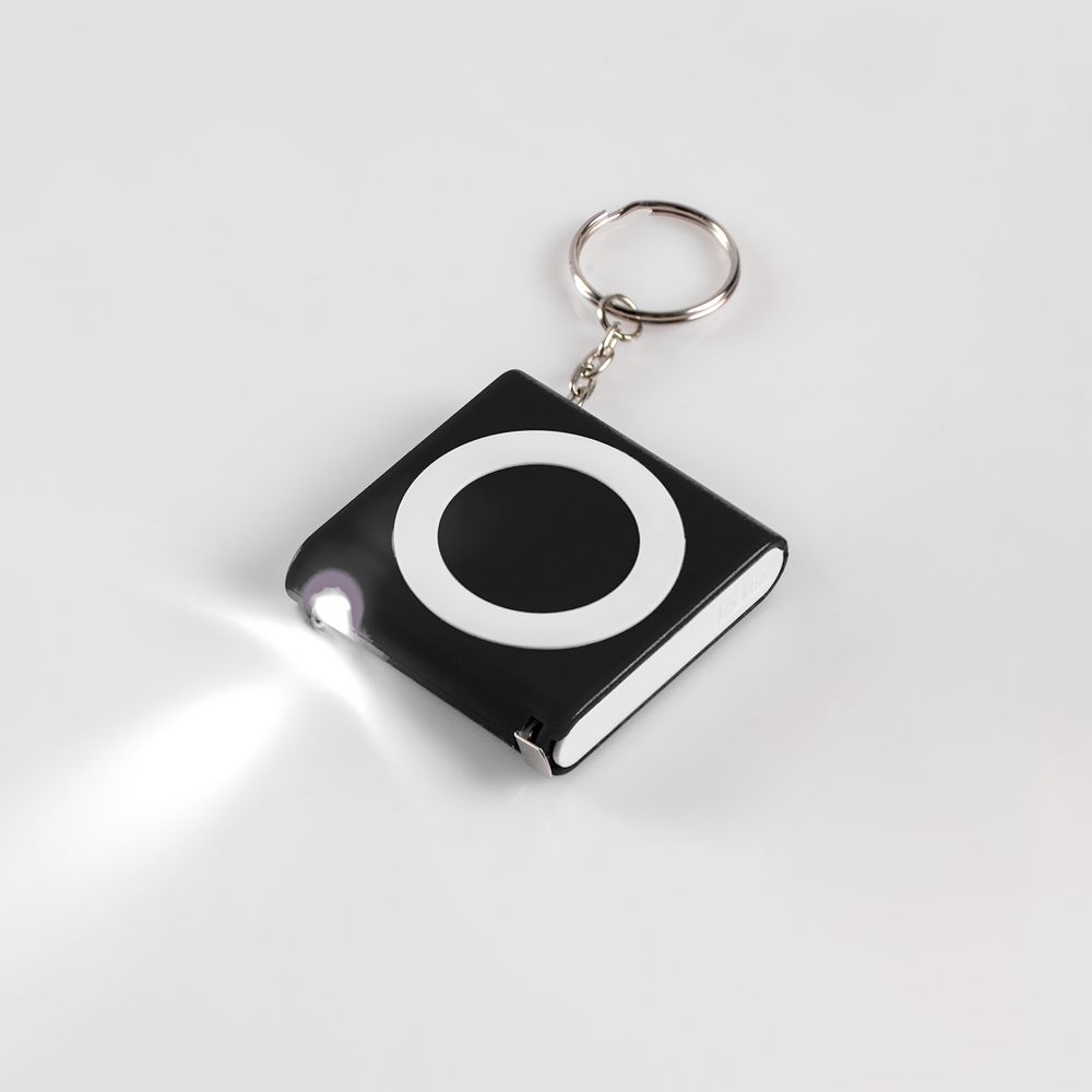 Брелок-фонарик с рулеткой Rule Tool, черный, черный