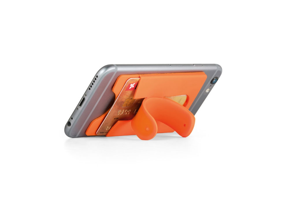 Визитница и крепление для смартфонов «CARVER», оранжевый, силикон
