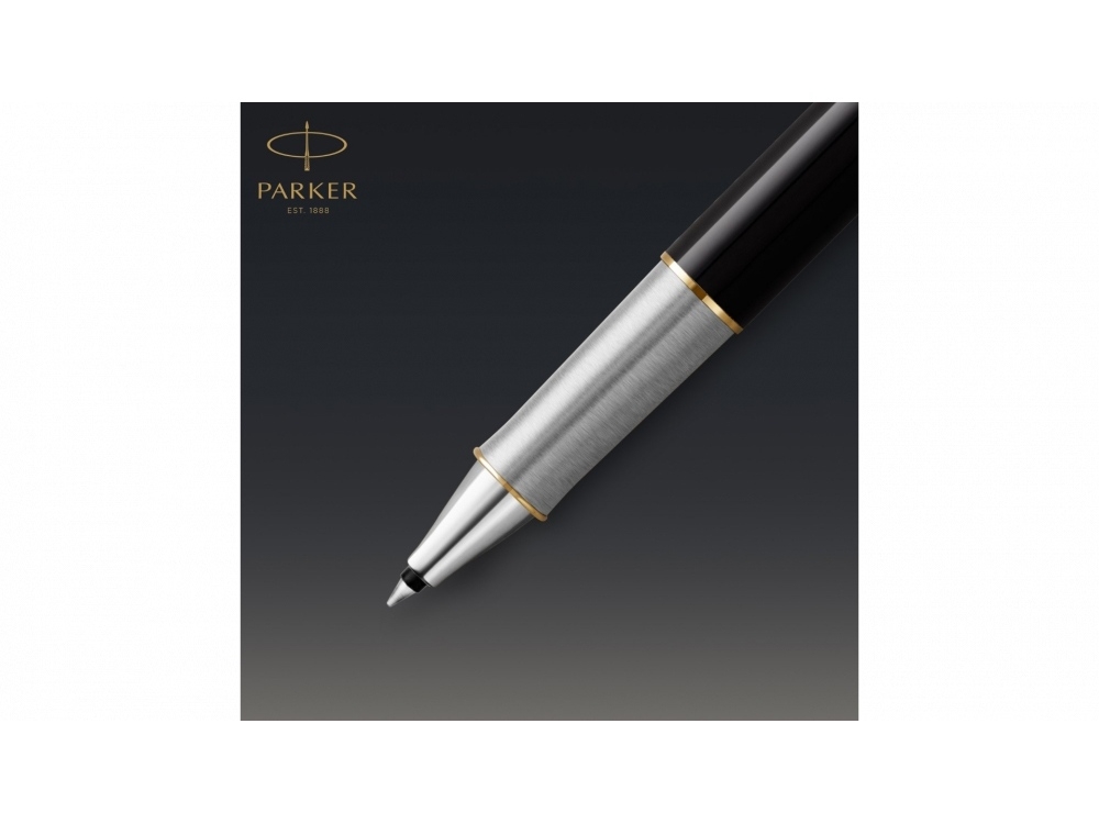 Ручка роллер Parker Sonnet, черный, желтый, серебристый, металл