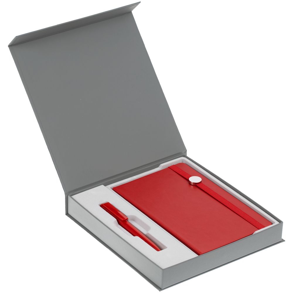Коробка Arbor под ежедневник и ручку, светло-серая, серый, переплетный картон; покрытие софт-тач
