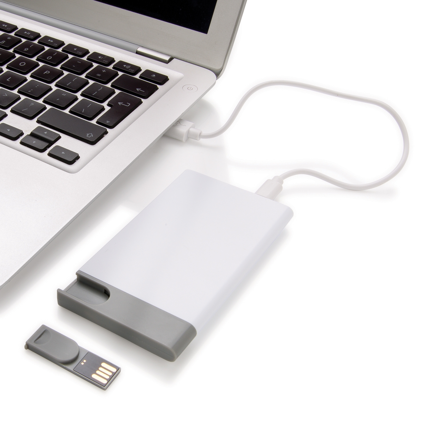 Зарядное устройство с USB–флешкой на 8 ГБ, 2500 mAh, белый, abs
