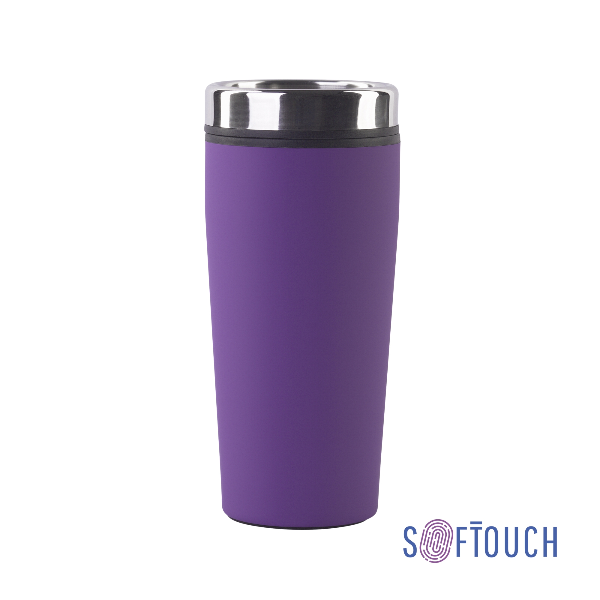 Термостакан "Европа" 500 мл, покрытие soft touch, фиолетовый, пластик/soft touch/нержавеющая сталь
