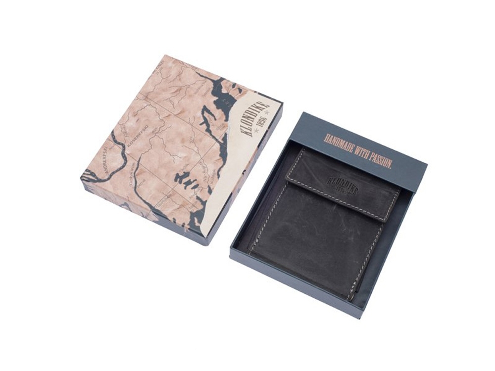 Бумажник «Yukon», с зажимом для денег, черный, кожа