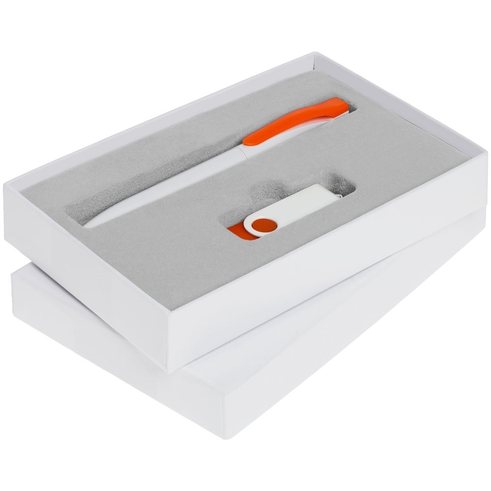 Набор Twist White, белый с оранжевым, 8 Гб, белый, оранжевый, пластик; покрытие софт-тач; металл
