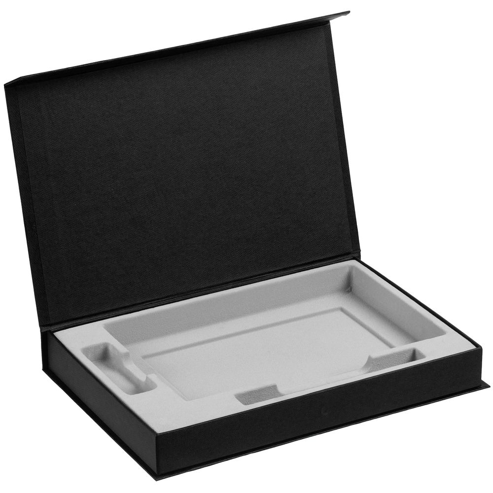 Коробка Silk с ложементом под ежедневник 13x21 см, флешку и ручку, черная, черный, картон