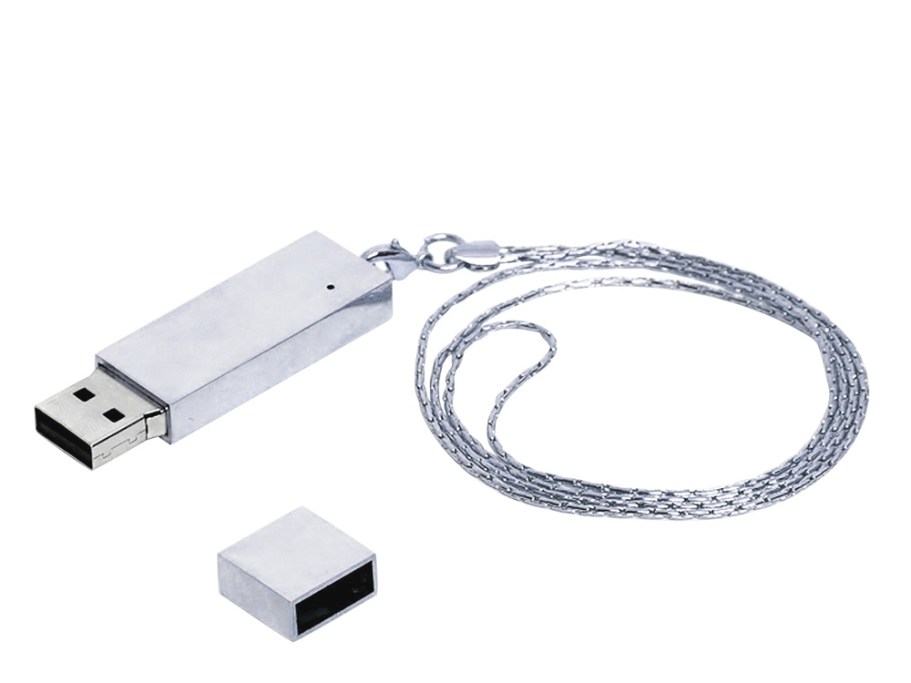 USB 2.0- флешка на 16 Гб в виде металлического слитка, серебристый, металл