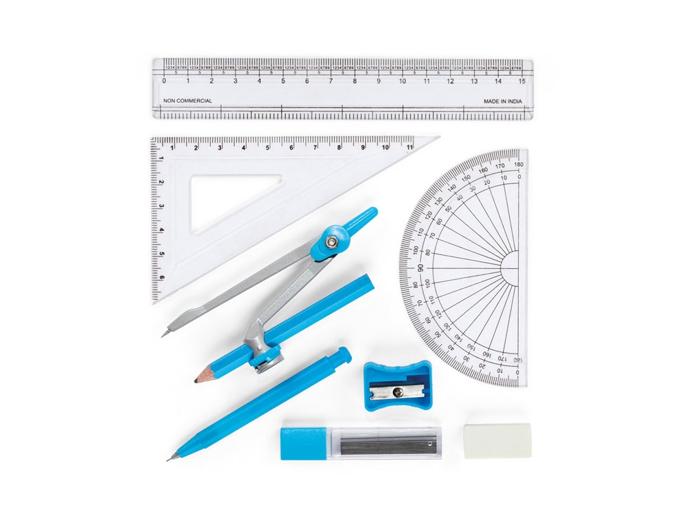 Школьный набор для геометрии «PITAGORAS», голубой, пластик