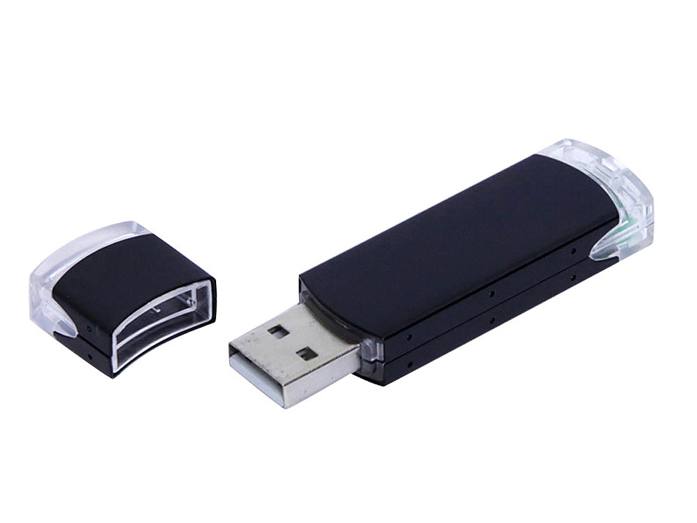USB 2.0- флешка промо на 4 Гб прямоугольной классической формы, черный, металл
