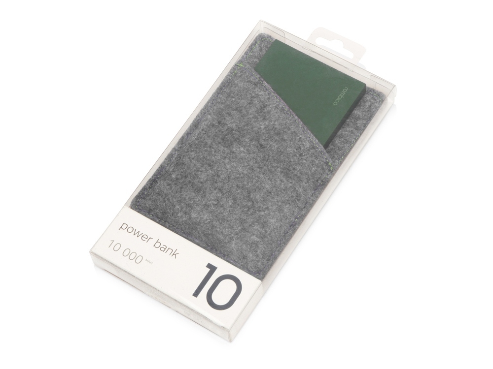 Внешний аккумулятор «NEO NS100G», 10000mAh, зеленый, серый, soft touch