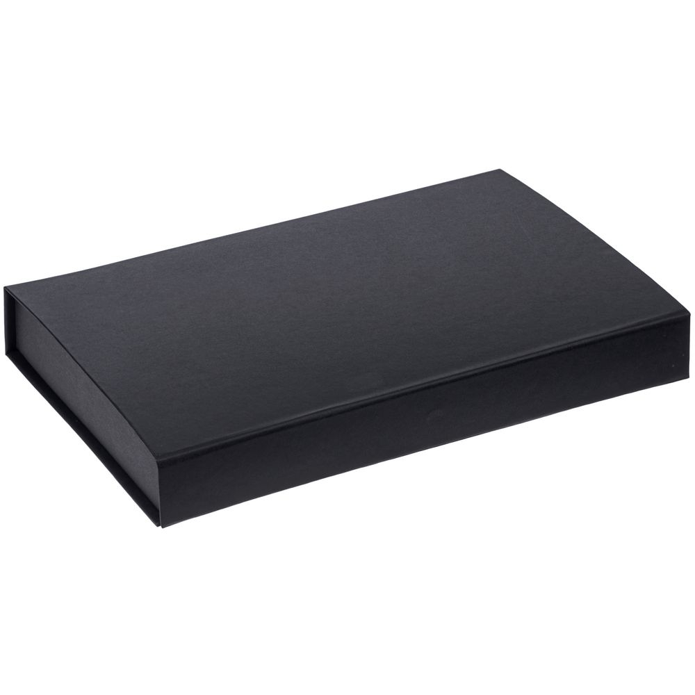 Коробка Silk с ложементом под ежедневник 13x21 см, флешку и ручку, черная, черный, картон