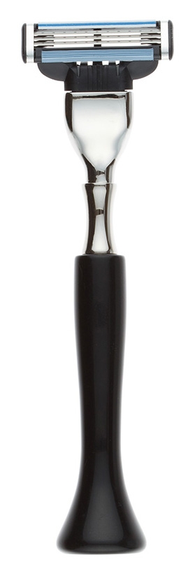 Станок для бритья IL Ceppo, MACH3, каучуковая смола, рукоять - черный глянцевый цвет, черный, каучуковая смола, никелированная латунь