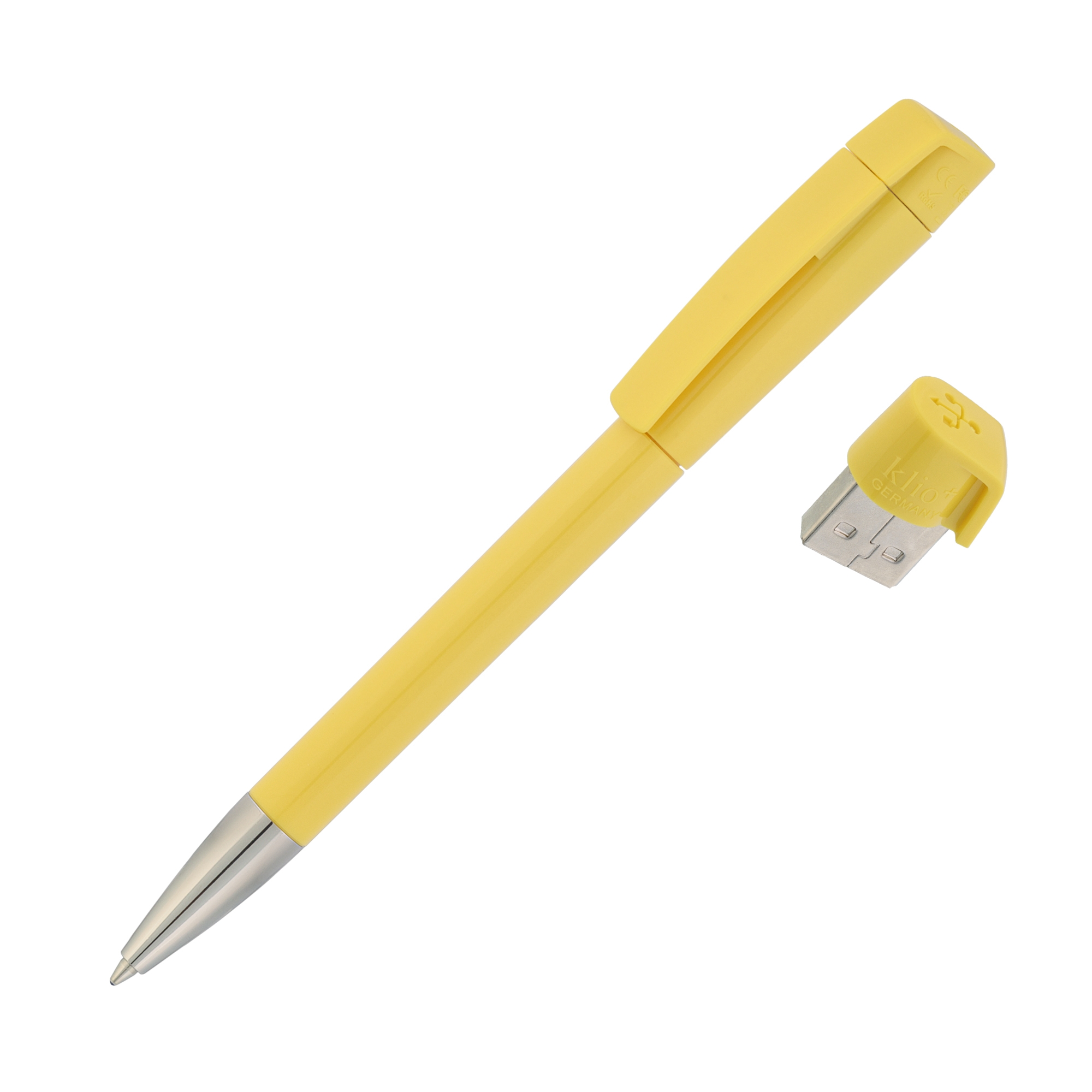 Ручка с флеш-картой USB 8GB «TURNUS M», желтый, пластик/металл