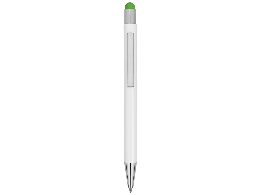 Ручка металлическая шариковая «Flowery» со стилусом, зеленый, белый, металл