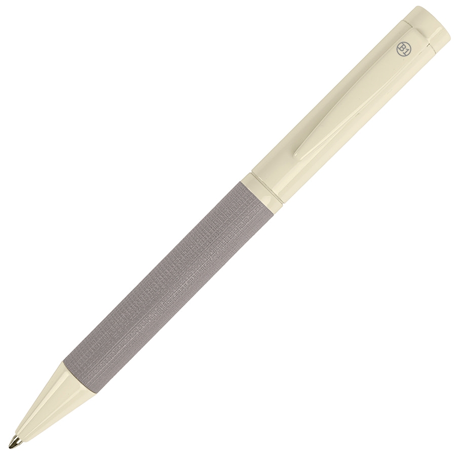 PROVENCE, ручка шариковая, хром/светло-серый, металл, PU, серый, латунь, pu