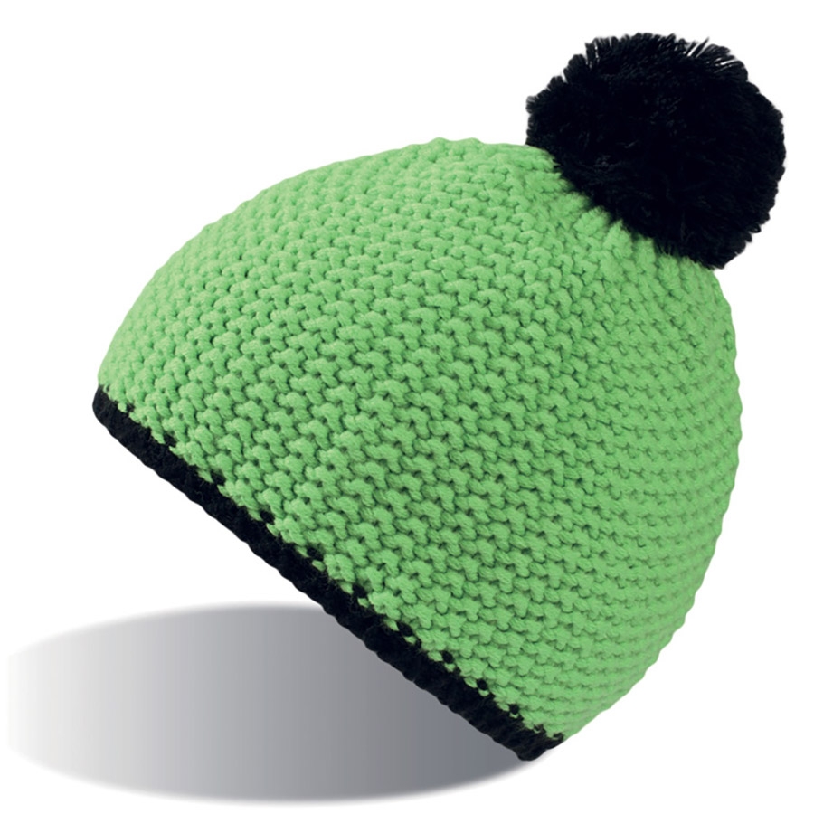 Шапка "PEAK",  зеленый неон/черный, верх: 100% акрил, подкладка: 100% полиэстер, зеленый, акрил