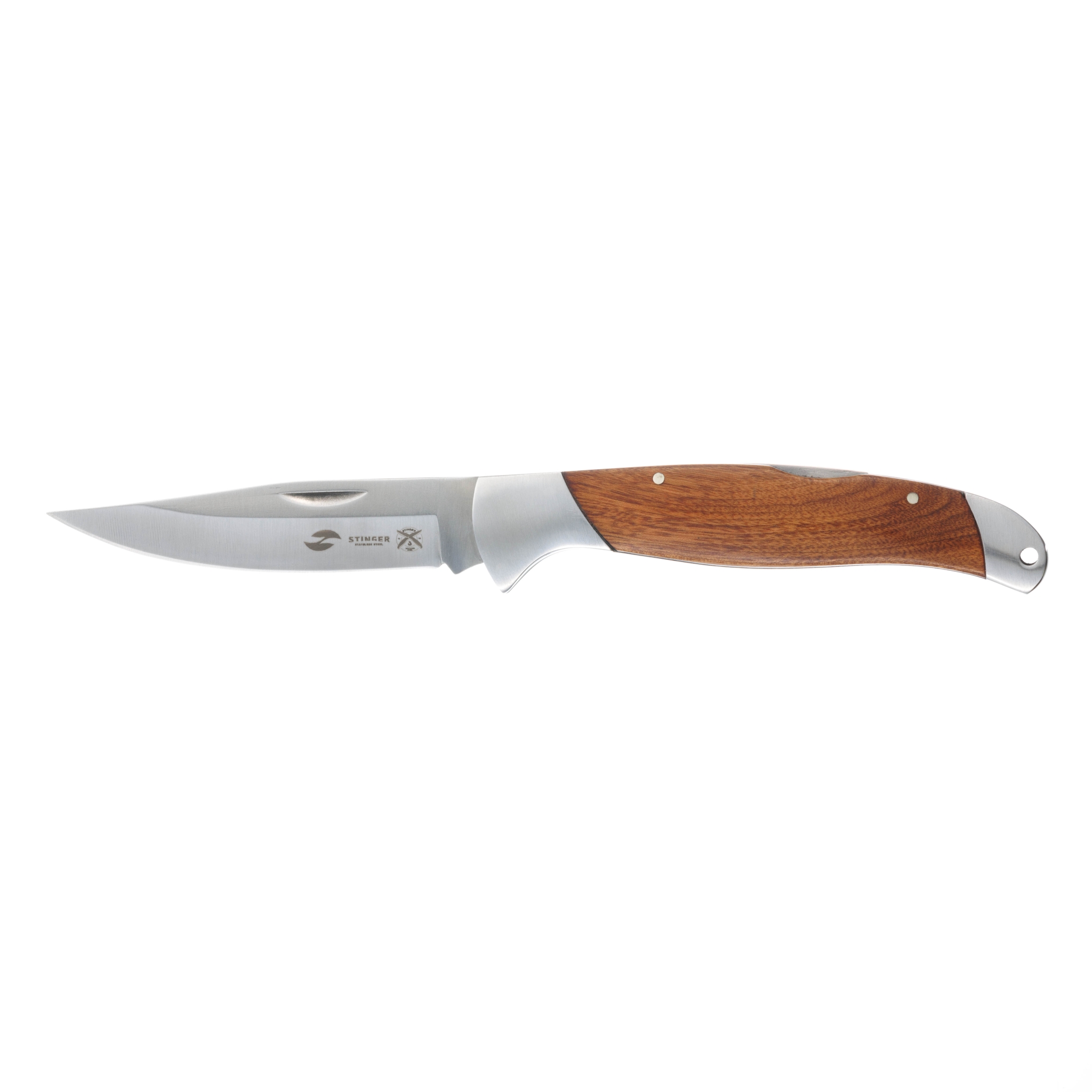 Нож складной Stinger, 100 мм (серебристый), материал рукояти: нержавеющая сталь, розовое дерево, коричневый, нержавеющая сталь, нержавеющая сталь, палисандровое дерево